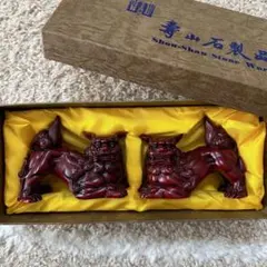 アンティーク 中国 寿山石 獅子一対 置物 - メルカリ