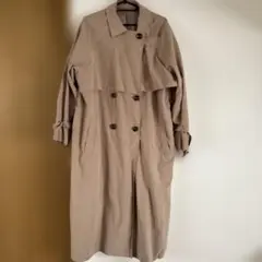 ダブルブレスト トレンチコート ロングコート ベージュ Mサイズ