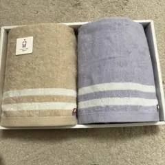 フェイスタオル 2枚セット ベージュ 紫