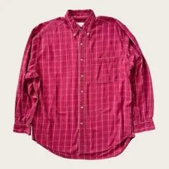 90s Eddie Bauer チェックシャツ M 長袖 BD 赤 USA古着