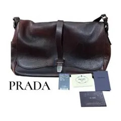 希少】PRADA プラダ ショルダーバッグ ヴィッテロダイノ レザー 茶 