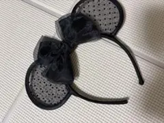 黒いドット柄リボンカチューシャ ミニー