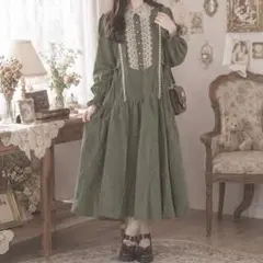 レースワンピース カーキ グリーン パール axesfemme アクシーズファム