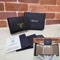 美品 正規品 PRADA サフィアーノ ブラックバイカラー プラダ財布のサムネイル