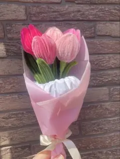 【新作】 枯れないモールフラワーブーケ チューリップ(ピンク)