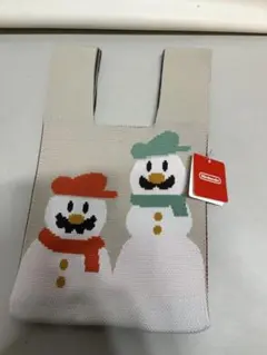 任天堂 マリオ　ルイージ　雪だるま ニットバッグ