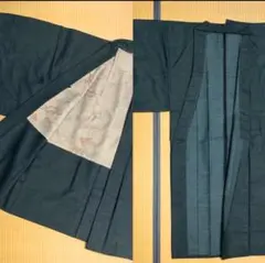 メンズ着物 羽織セット 濃紺 ウール アンサンブル 丈143 羽織94 レトロ