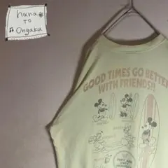 【Tシャツ】半袖　ミッキー　プリント　サマー　イエロー　使用感　古着