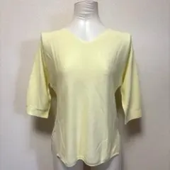 7-ID concept. Vネックニット 薄手 イエロー系【38 M】ふんわり