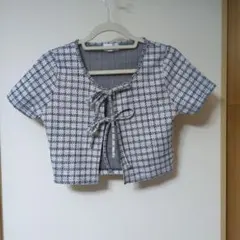 Lealematin ツイード風 半袖カーディガン