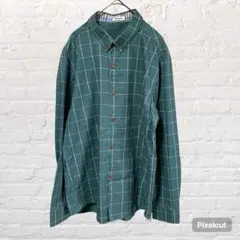 11970 NAGAPO ナガポ チェック柄 BDシャツ グリーン 緑 古着