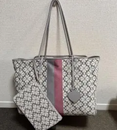 kate spade フラワージャガードストライプラージトート