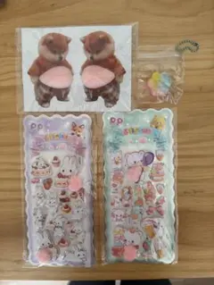 おしりシール2枚、柴犬おなかシール2匹セット+肉球1個