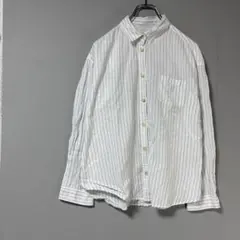 【Free’s Mart】ストライプ柄 長袖シャツ ホワイト×ブルー Mサイズ