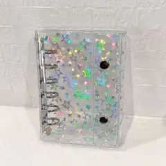 透明 A7 クリアバインダー リフィル10枚付 星柄　シール帳　推し活　シルバー