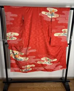 着物　子供用　七五三　振袖　正絹　ジュニア　絞り　花柄　古典柄　RT1