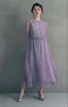 YECCA VECCA CA.チュールレースプリーツドレス