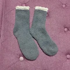 グレー もこもこくつした　ソックス フリーサイズ
