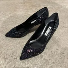 23.5cm DIANA スパンコール ピンヒール 黒
