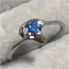 【artificial】ライトサファイア  シンプル 一粒 リング 華奢