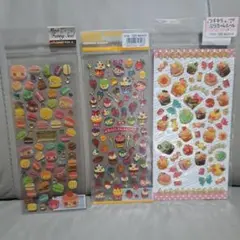 ケーキ マカロン スイーツ シール 3枚セット 平成 レトロ 希少 お菓子