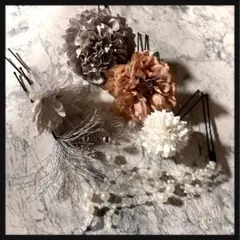 ꒰未使用꒱フラワー ヘッドドレス 花飾り 6本セット