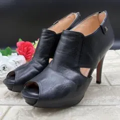 ❤️良品❤️ LANVIN ランバン　 オープントゥ　バックジップヒール　ブラック