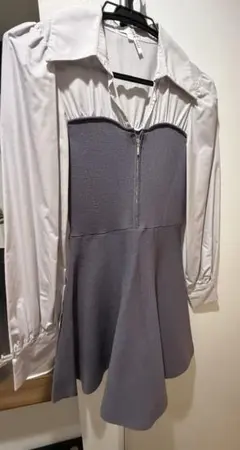 シャツドッキングフレアニットミニワンピース