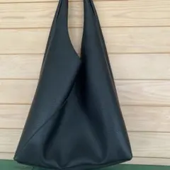 極美品♡LITATA江戸浅草キャンバス×レザー異素材MIX三角バッグ黒 