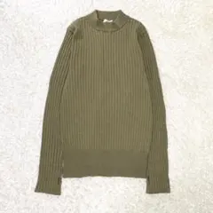 HYKE カシミヤ混 リブニット サムホール モックネック 長袖 カーキ 2のサムネイル
