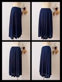 コムサマチュア Comme ca Matureネイビープリーツロングスカート　Ｆ