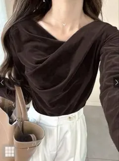 【新品未使用】GRL ベロアドレープトップス dk1551 ブラウン