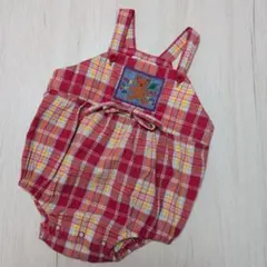 ミキハウス赤と黄色のチェックダルマオール