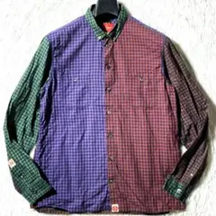 ポールスミス★アシメ切替クレイジー ギンガムチェック長袖BDシャツ チェック M