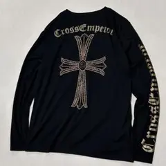 00s ラインストーン 十字架 Ｖネック ロングtシャツ お兄系 平成 y2k