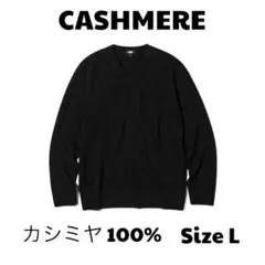 CASHMERE カシミヤ 100% Vネック L ブラック ニット セーター