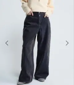 JEANASIS フロッキーワイドデニム　ブラック