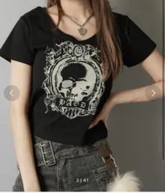 SPINNS 平成ギャルTシャツ　Ｖネックスカル Y2Kのサムネイル