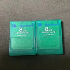 ★SONY　PS2メモリーカード2枚セット　緑透明　SCPH-10020　純正品