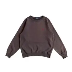 90s ポロラルフローレン クルーネックスウェット 150 ブラウン ポニー刺繡