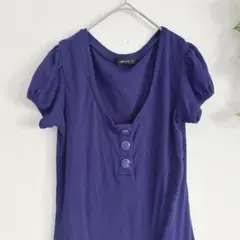 コムサイズム　VネックTシャツ ネイビー　M