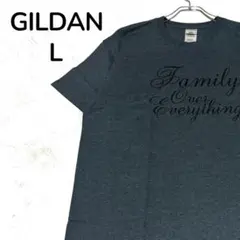 【一点物】GILDAN ギルダン 英字プリント Tシャツ L ダークグレー