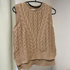 【お値下げ】Nicole Miller ベージュ ケーブルニット ノースリーブ