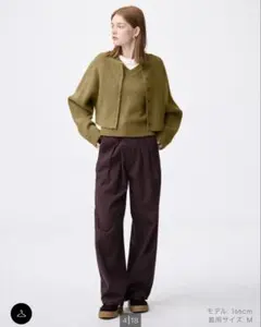 GU パフニット2ピースカーディガン　マスタードＭ