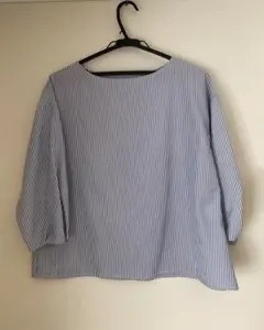 【ほぼ新品】ストライプ　ブラウス　ブルー　S