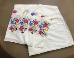 花柄刺繍 ホワイト 大判ストール 77×180センチ