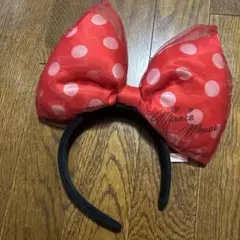 ミニーマウス リボンカチューシャ 赤水玉　ディズニー