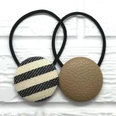 【382】ハンドメイド38mm くるみボタン　ヘアゴム