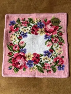 FEILER 花柄タオルハンカチ ピンク