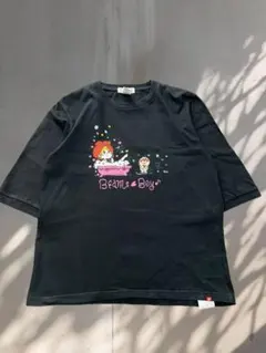 90s 希少　BEAMS BOY水森亜土 亜土ちゃんコラボ レトロTシャツ 黒のサムネイル